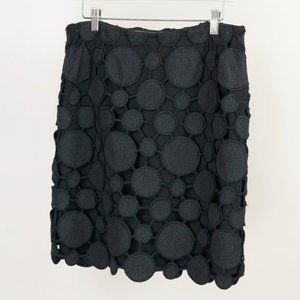 Per Se Black Laser-Cut Wool Circle Skirt
